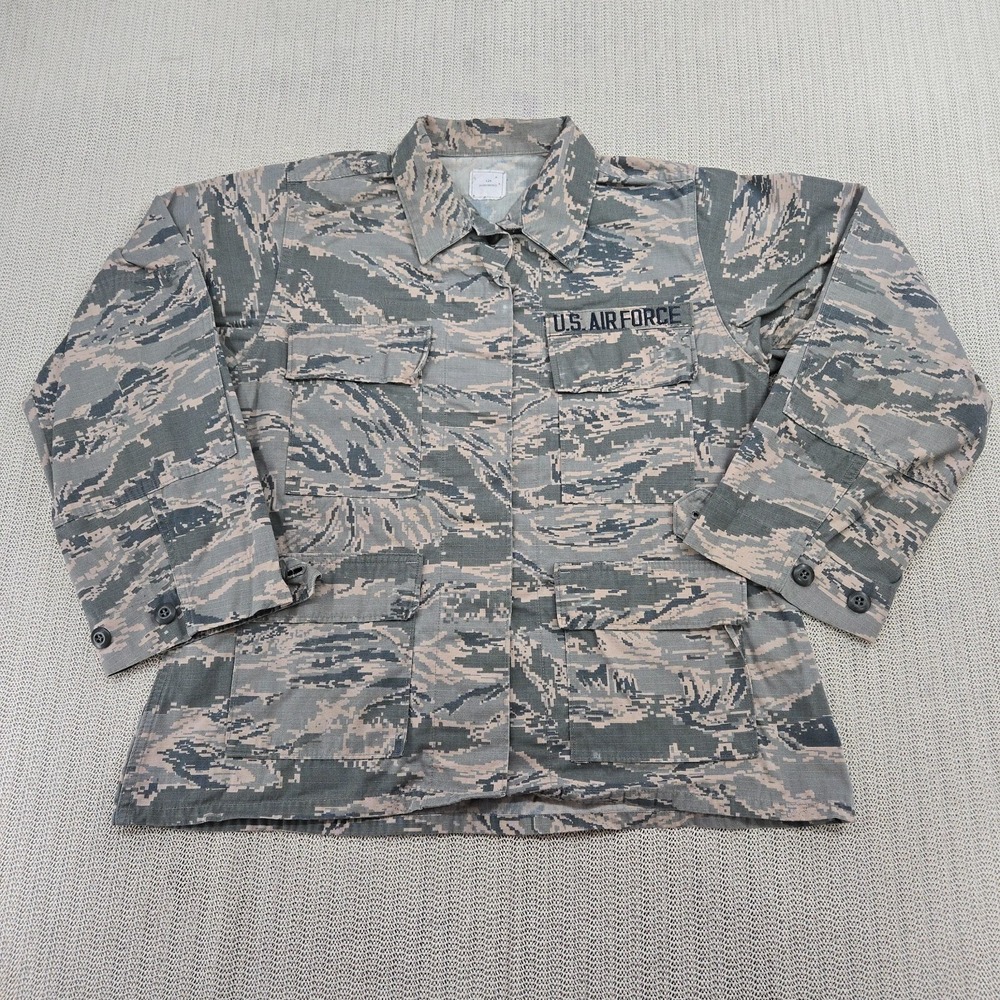 US Air Force Utility Coat Shirt Womens 12S Camo Button Up Cotton Nylon Rip Stop